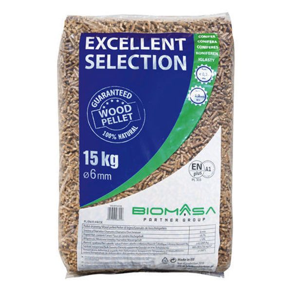 Pellet drzewny Excellent Selection A1 6mm 65 worków po 15 kg